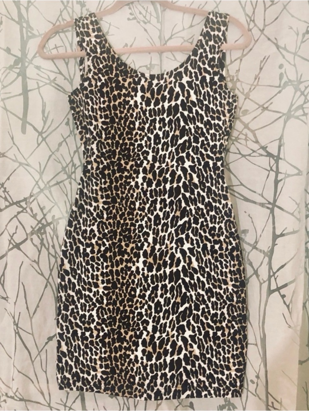 Women’s Leopard Print Sleeveless Bodycon Dress - Brown/Black